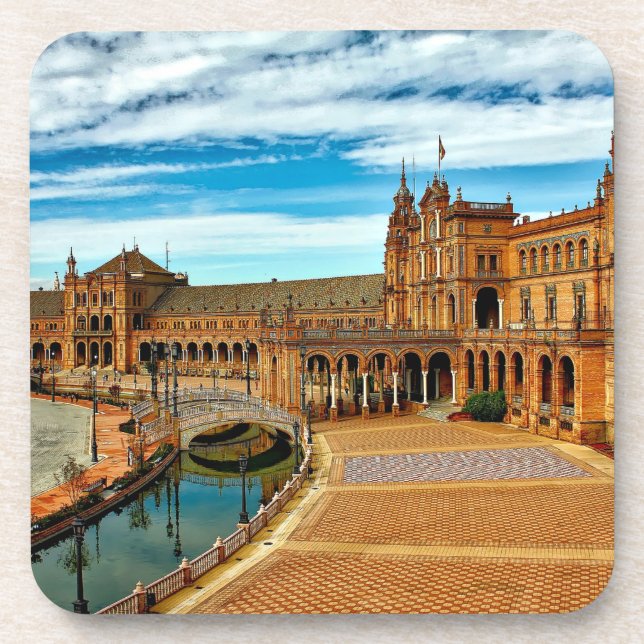 Plaza de Espana, Sevilla. Spanien Getränkeuntersetzer (Vorderseite)
