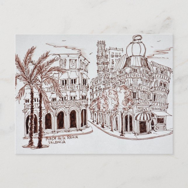 Plaza de la Reina in der Altstadt, Valencia, Spani Postkarte (Vorderseite)