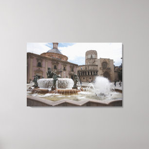 Plaza De La Virgin und Basilica De Virgen Leinwanddruck