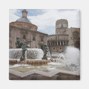 Plaza De La Virgin und Basilica De Virgen Magnet