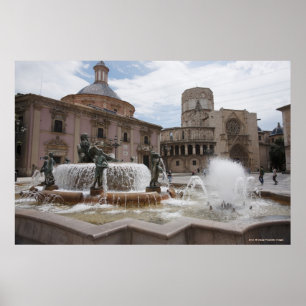 Plaza De La Virgin und Basilica De Virgen Poster