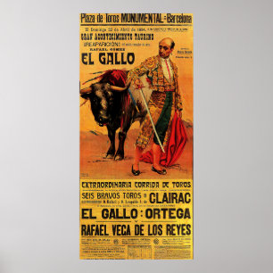 Plaza del toros, Stierkämpfer, Barcelona, vintage Poster