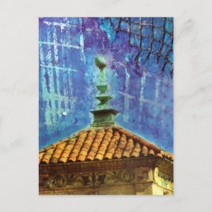 Plaza Gebäude Mixed Media Collage Postkarte