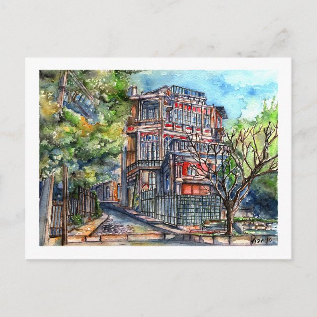 Plaza Joaquín Edwards Bello (acuarela) Postkarte (Vorderseite)