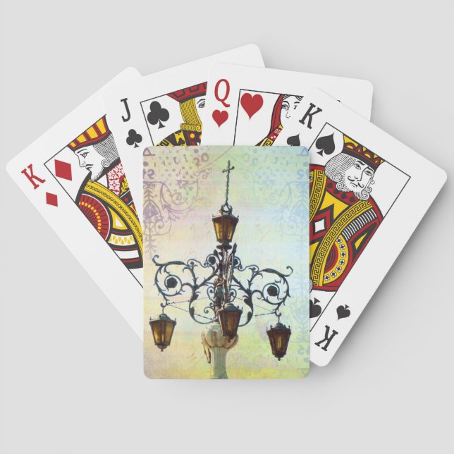 Plaza Light mit pastellfarbenem Hintergrund Spielkarten (Rückseite)