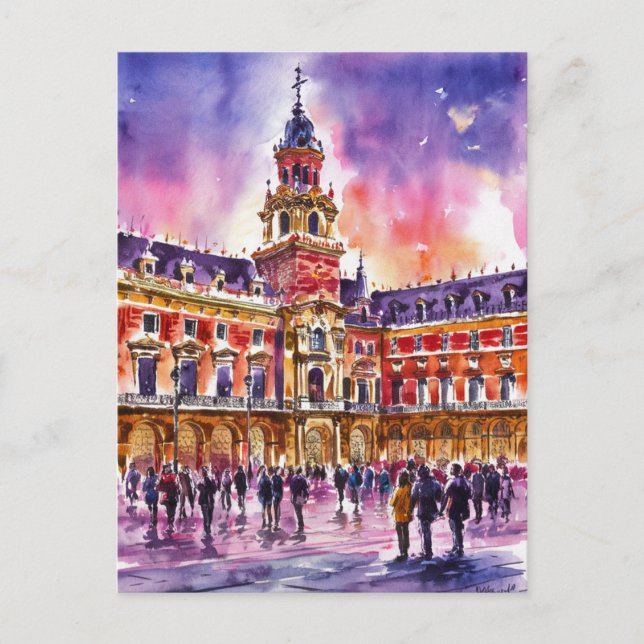 Plaza Mayor, Madrid Aquarellmalerei Postkarte (Vorderseite)