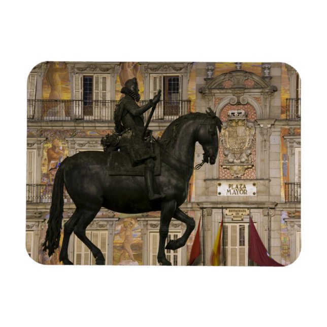 Plaza Mayor mit der Statue Filipe III, Madrid, Magnet (Horizontal)