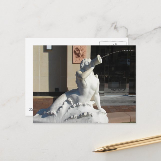 Plaza Meerjungfrau Postkarte (Vorderseite/Rückseite Beispiel)