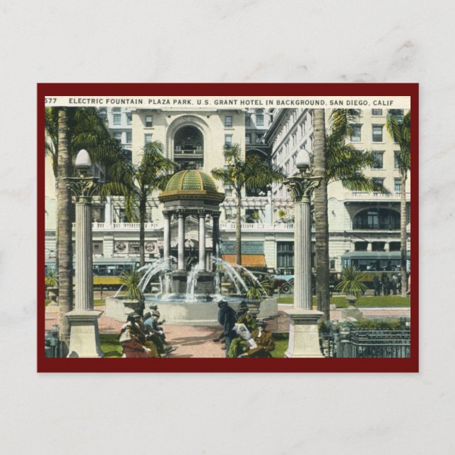 Plaza Park, San Diego Vintag Postkarte (Vorderseite)