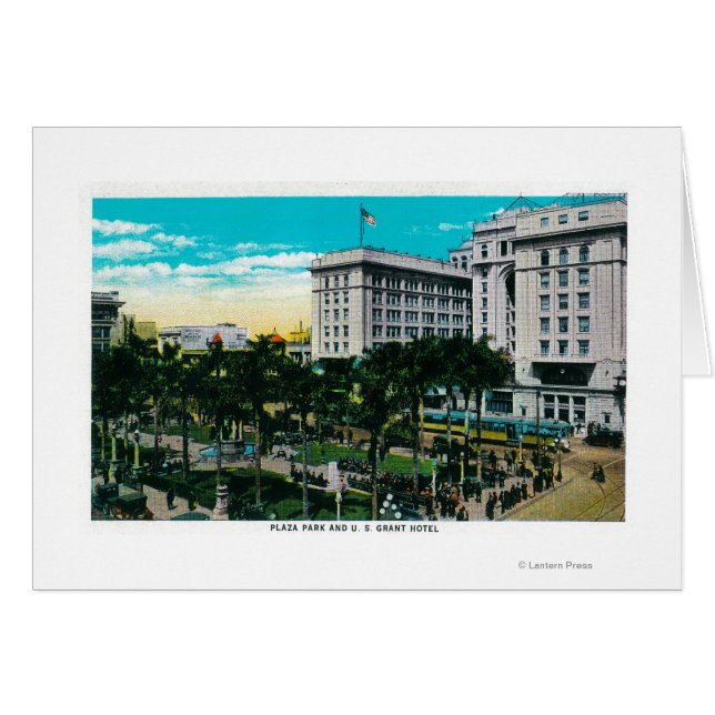 Plaza Park und U.S. Grant Hotel San Diego, CA (Vorderseite (Horizontal))