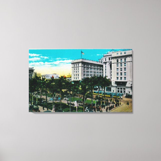 Plaza Park und U.S. Grant Hotel San Diego, CA Leinwanddruck (Vorderseite)