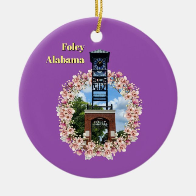 Plaza Uhr, Foley Alabama Lila Shade Keramik Ornament (Vorne)