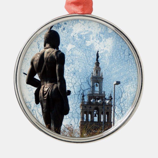 Plaza View Silbernes Ornament (Vorne)