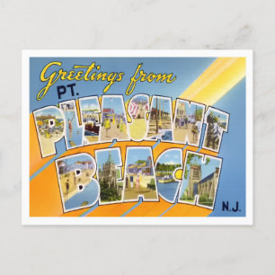 Pleasant Beach, New Jersey Vintage Große Buchstabe Postkarte