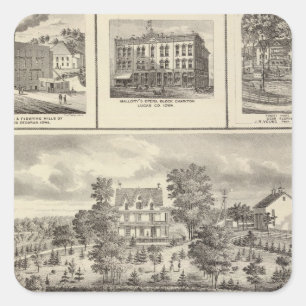 Pleasant- Hillbauernhofgbd in Decorah Quadratischer Aufkleber