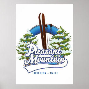 Pleasant Mountain Ski Bridgton Logo. Poster