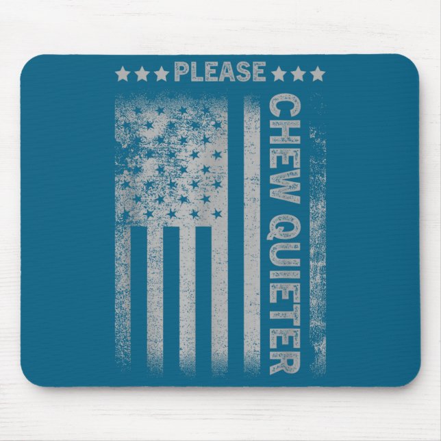 Please Chew Quieter Funny Introvert Usa Flag Vinta Mousepad (Vorne)