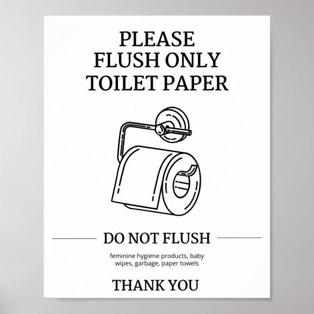 Please Flush Only Toilet Paper Instructional  Poster (Vorne)