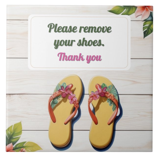 Please Remove Your Shoes Hawaiian Style flip flops Fliese (Vorderseite)