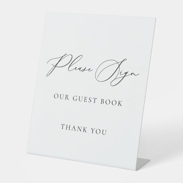 Please Sign Our Guest Book Wedding Sign Minimalist Sockelschild (Vorderseite)