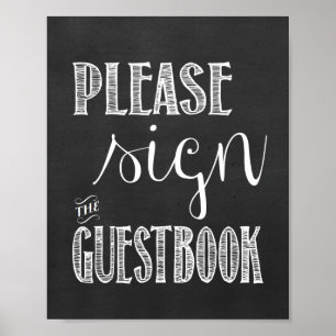 Please Sign the Guestbook Wedding Chalkboard Sign Poster