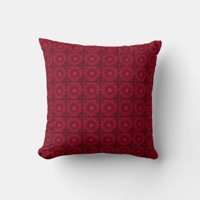 Pleated Corners, Berry Red Square Throw Kissen (Vorderseite)