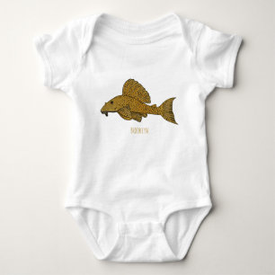 Pleco fish cartoon illustration baby strampler