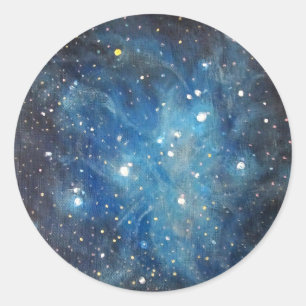 Pleiades Space Art Constellation Painting Print Runder Aufkleber