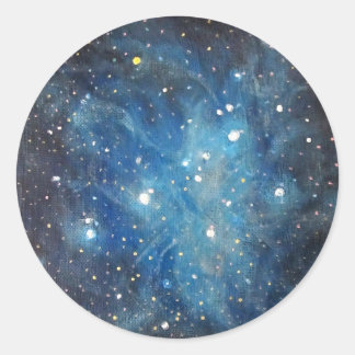 Pleiades Space Art Constellation Painting Print Runder Aufkleber