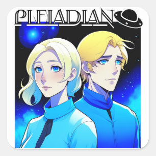 Pleiadian Alien Race und UFO Quadratischer Aufkleber