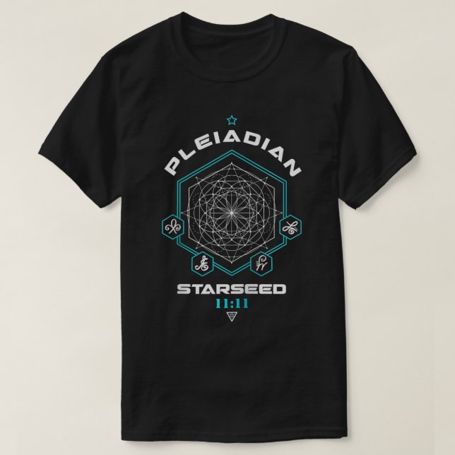 Pleiadischer Sternenlichtcode Sacred Geometry 1111 T-Shirt (Design vorne)