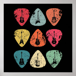 Plektrum Retro Vintag für Gitarristen Bassist Bas Poster