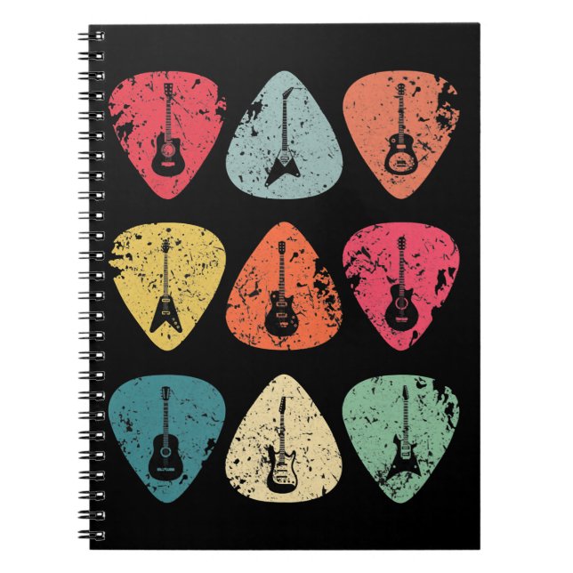 Plektrum Retro Vintag für Gitarristen Bassist Notizblock (Vorderseite)