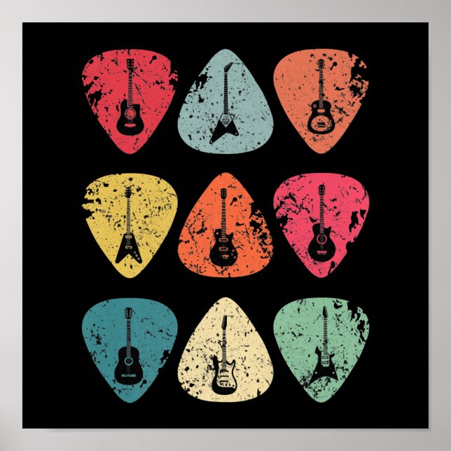Plektrum Retro Vintag für Gitarristen Bassist Poster (Vorne)