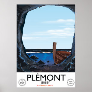 Plémont-Höhlen, Jersey Vintage-Reiseposter Poster
