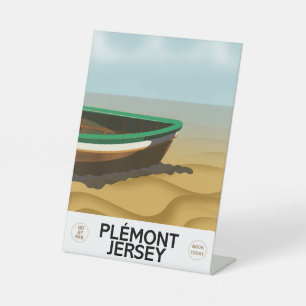 Plémont Jersey Reiseplakat. Sockelschild