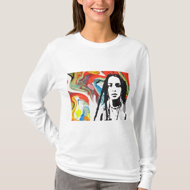 Plena Punk Puerto Rican Art Women's Long Sleeve T-Shirt (Vorderseite)