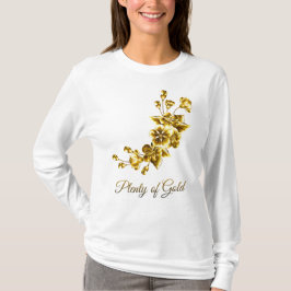 Plenty of Gold Elegant Floral White & Gold T-Shirt