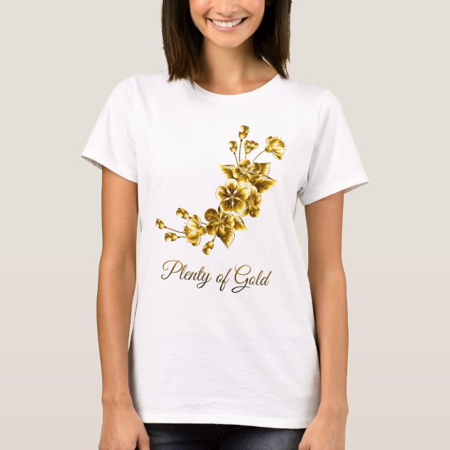 Plenty of Gold Elegant Floral White & Gold T-Shirt (Vorderseite)