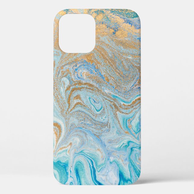 Plexiglas aus Marmor, blau mit goldfarbenem Glanz Case-Mate iPhone Hülle (Rückseite)