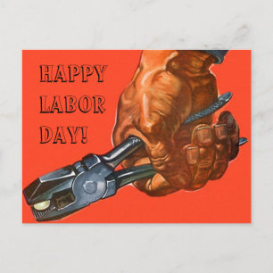 Pliers in Hand tool Happy Labor Day worker PCs Feiertagspostkarte