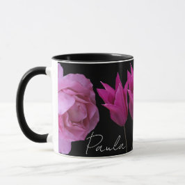 Plila Blumen Paula Name schwarz Tasse