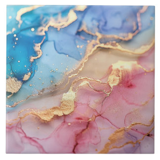 Plink Blue Gold Glitzer Marble Agate Keramik Fliese