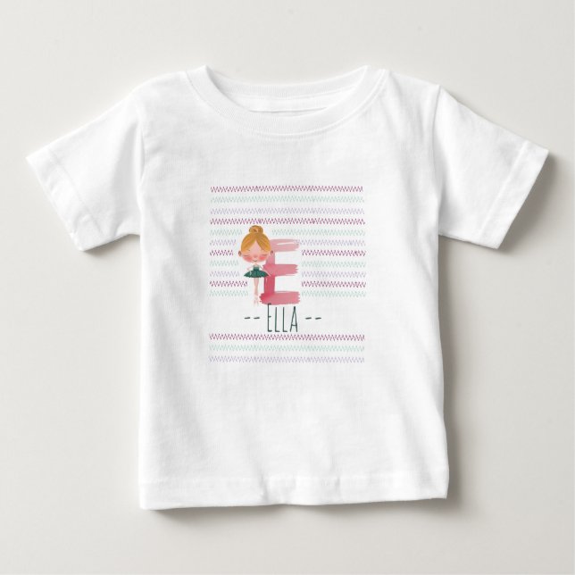 Plink Cute Ballerina Letter E Toddler  Baby T-shirt (Vorderseite)