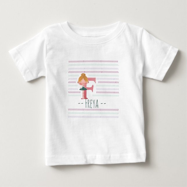 Plink Cute Ballerina Letter F Toddler  Baby T-shirt (Vorderseite)