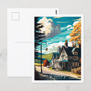 Plitlochry Schottland vintage Reiseillustration Postkarte