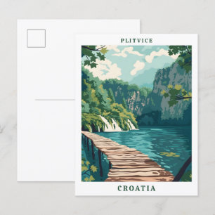 Plitvice Croatia Elegante Art Vintage Postkarte