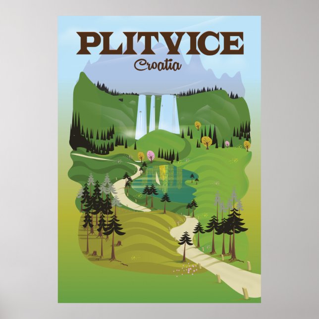 Plitvice Croatia Reiseplakat Poster (Vorne)
