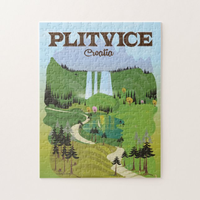 Plitvice Croatia travel poster Puzzle (Vertikal)
