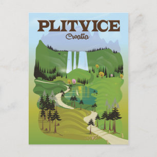 Plitvice Kroatien Reiseplakat Postkarte